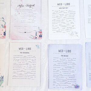 Wedding Guest Table Top MadLibs WEDLIBS Series Fill In The Blank Game Reception